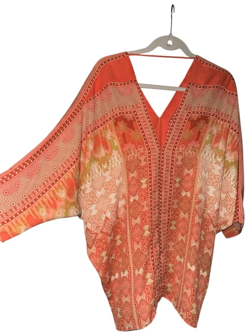 ROSE + OLIVE Boho Print Blouse | Size Large | Flowy V-Neck Top - Picture 3 of 8